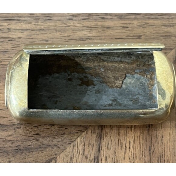 Antique 19th C. Silverplate Silver Snuff Box Hinged Top & Round Floral Box - Picture 7 of 14